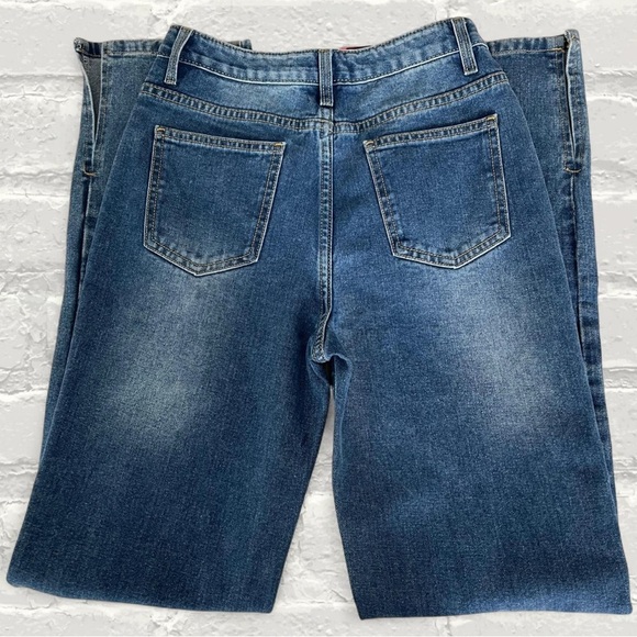 PLT Mid Blue Wash Split Hem Straight Leg Jeans - Picture 3 of 3